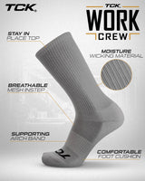 TCK socks Work & Athletic Crew Socks for Men & Women – Cushioned, Seamless Toe, Moisture Wicking Boot Sock, Supportive Arch