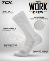 TCK socks Work & Athletic Crew Socks for Men & Women – Cushioned, Seamless Toe, Moisture Wicking Boot Sock, Supportive Arch