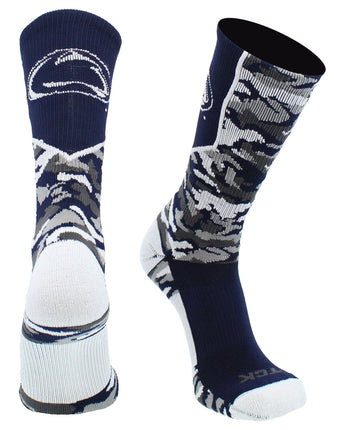 TCK Sports socks Navy/White/Grey / Large Penn State Nittany Lions Woodland Camo Crew Socks