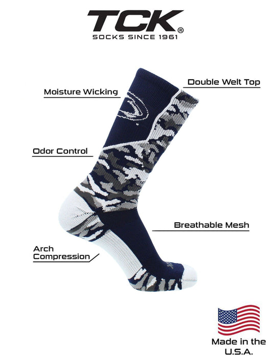 TCK Sports socks Penn State Nittany Lions Woodland Camo Crew Socks