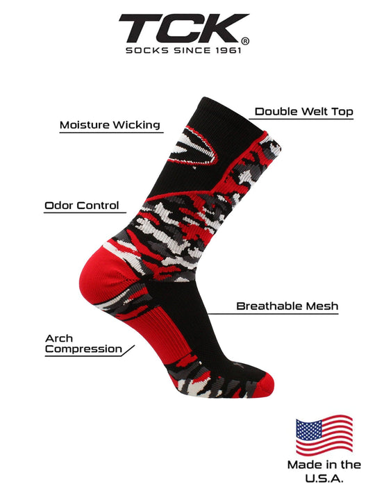 TCK Sports socks University of Georgia Bulldogs Woodland Camo Crew Socks