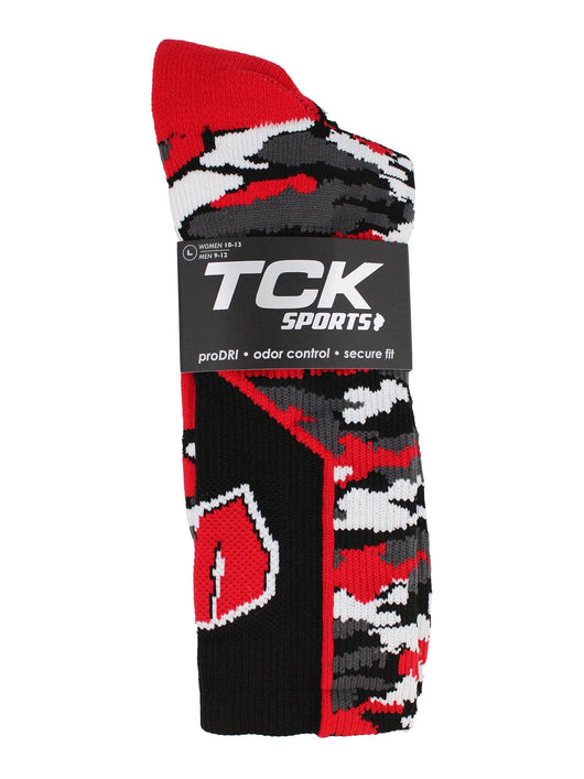 TCK Sports socks University of Wisconsin Badgers Woodland Camo Crew Socks