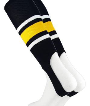 TCK stirrups Black/Gold/White / Large TCK Striped Baseball Stirrups 7 Inch Pattern E