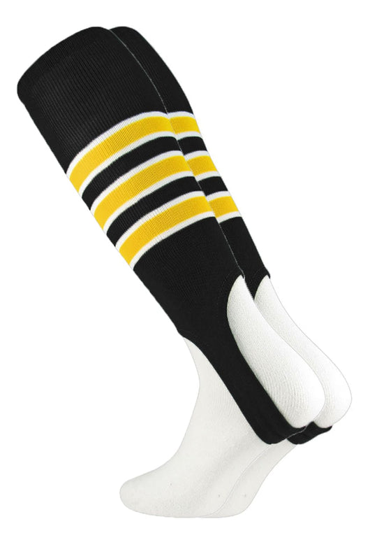 TCK stirrups Black/White/Gold / Large TCK Striped Baseball Stirrups 7 Inch Pattern D