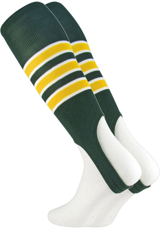 TCK stirrups Dark Green/White/Gold / Large TCK Striped Baseball Stirrups 7 Inch Pattern D