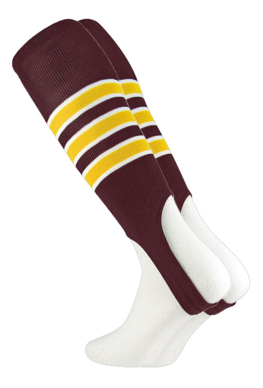 TCK stirrups Maroon/White/Gold / Large TCK Striped Baseball Stirrups 7 Inch Pattern D