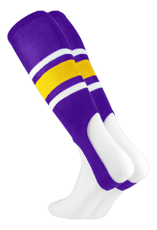 TCK stirrups Purple/Gold/White / Large TCK Striped Baseball Stirrups 7 Inch Pattern E