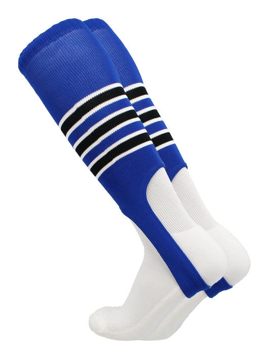 TCK stirrups Royal/White/Black / Large TCK Striped Baseball Stirrups 7 Inch Pattern D