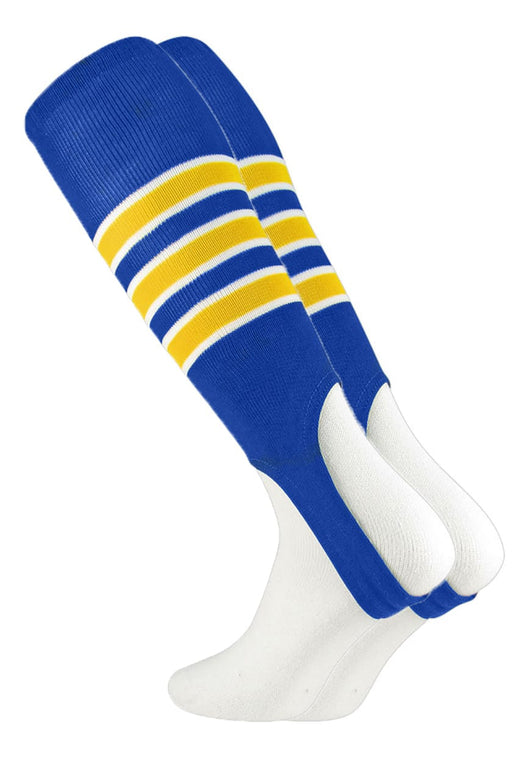 TCK stirrups Royal/White/Gold / Large TCK Striped Baseball Stirrups 7 Inch Pattern D
