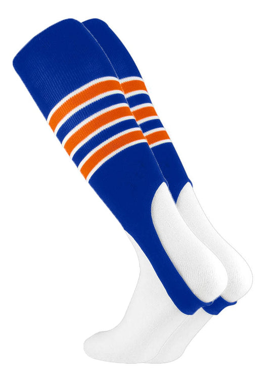 TCK stirrups Royal/White/Orange / Large TCK Striped Baseball Stirrups 7 Inch Pattern D