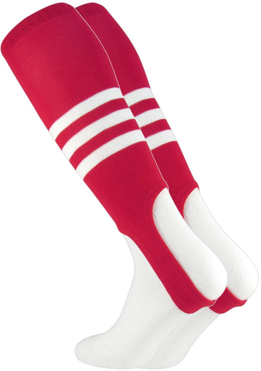 TCK stirrups Scarlet/White / Medium TCK Striped Baseball Stirrups 7 Inch Pattern B