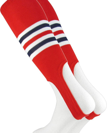 TCK stirrups Scarlet/White/Navy / Large TCK Striped Baseball Stirrups 7 Inch Pattern I