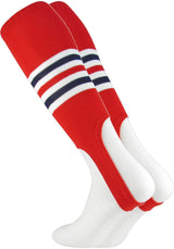 TCK stirrups Scarlet/White/Navy / Large TCK Striped Baseball Stirrups 7 Inch Pattern I