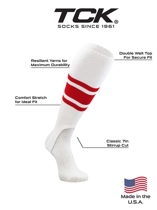 TCK stirrups Striped Baseball Stirrups Pattern C