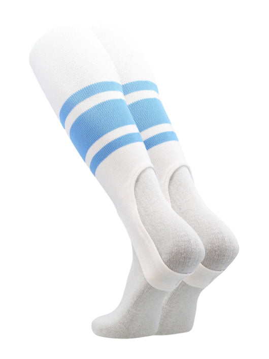 TCK stirrups White/Columbia Blue / Large Striped Baseball Stirrups Pattern C