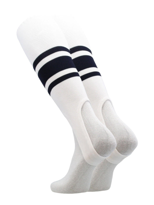 TCK stirrups White/Navy / Large Striped Baseball Stirrups Pattern C