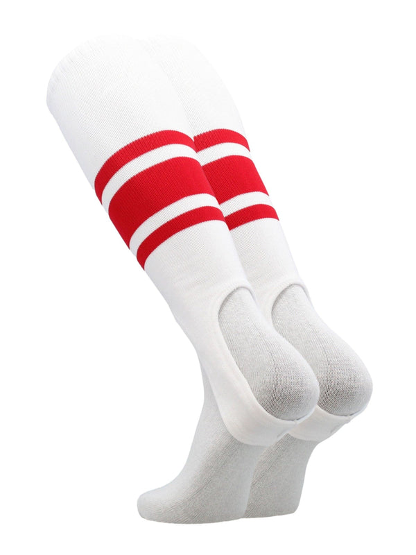 TCK stirrups White/Scarlet / Large Striped Baseball Stirrups Pattern C