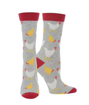 WHD Ash Heather Hens / Large WHD Chicken Crew Socks for Women & Men