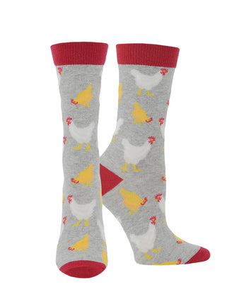 WHD Ash Heather Hens / Large WHD Chicken Crew Socks for Women & Men