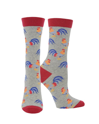 WHD Ash Heather Roosters / Medium WHD Chicken Crew Socks for Women & Men