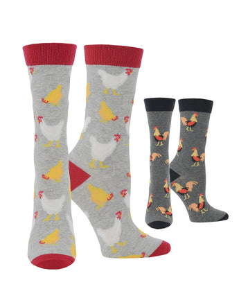 WHD Grey Heather/Charcoal Heather / Medium WHD Chicken Crew Socks for Women & Men