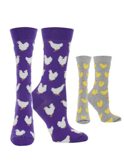 WHD Purple/Grey Heather / Medium WHD Chicken Crew Socks for Women & Men