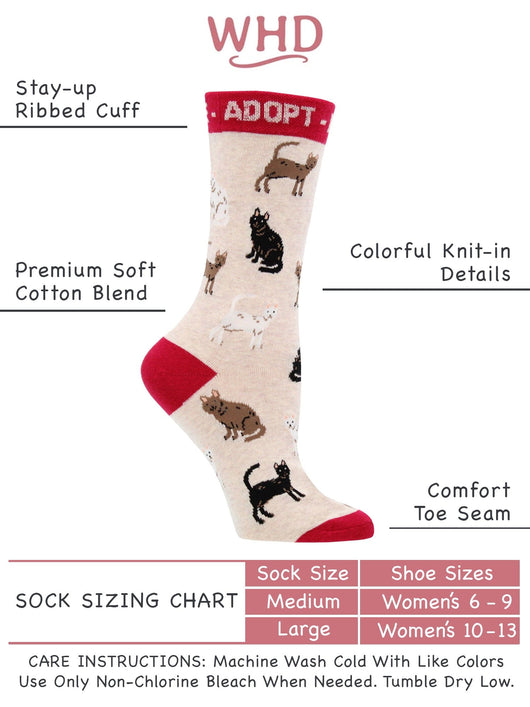 WHD socks Adopt a Cat Socks Perfect Cat Lovers Gift