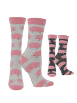 WHD socks Ash/Charcoal Heather / Medium Cute Pig Socks for Women | Best Gifts for Pig Lovers