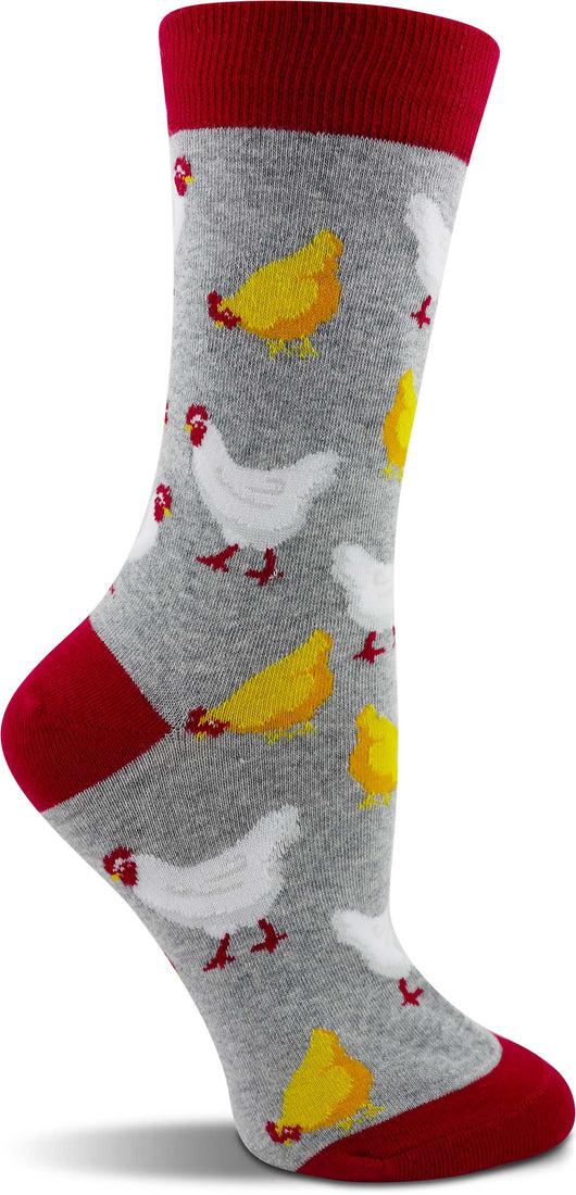 WHD socks Ash Heather Hens / Large WHD Chicken Socks for Women | Gift for Chicken Lovers