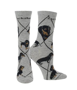 WHD socks Black/Gray / Large Dachshund Socks for Women | Perfect Dog Lovers Gift
