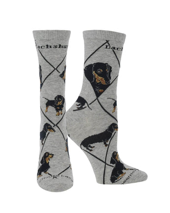 WHD socks Black/Gray / Large Dachshund Socks for Women | Perfect Dog Lovers Gift