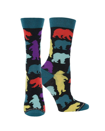 WHD socks Black / Large Bear Crew Socks for Women and Men | Gift for Bear Lovers