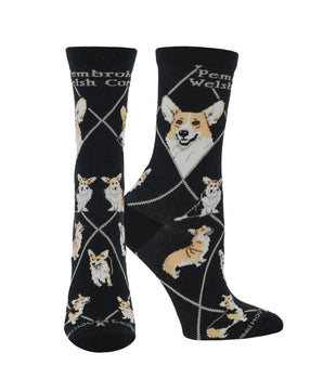 WHD socks Black / Medium Corgi Pembroke Crew Socks for Women | Dog Lovers Gift