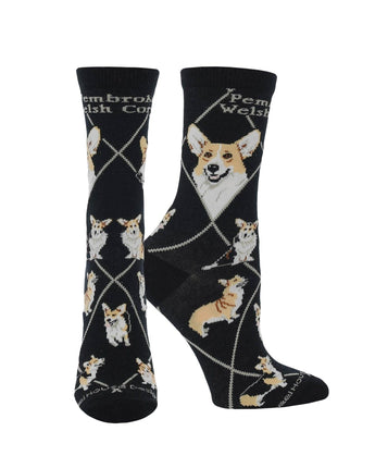 WHD socks Black / Medium Corgi Pembroke Crew Socks for Women | Dog Lovers Gift