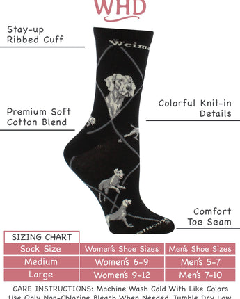 WHD socks Black / Medium Weimaraner Socks Perfect Dog Lovers Gift