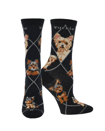 WHD socks Black / Medium Yorkie Puppy Socks for Women | Perfect Dog Lovers Gift