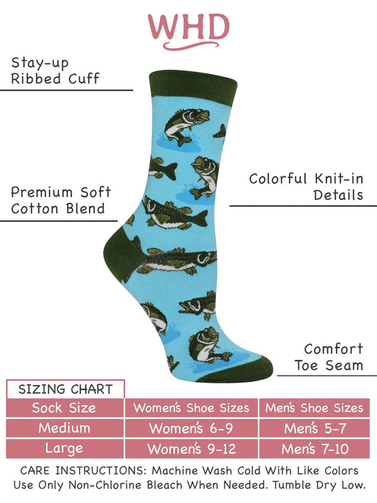 WHD socks Blue / Medium Bass Socks Gift Perfect Bass Fishing Lover Gift