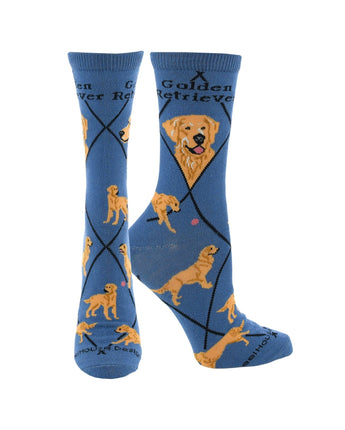 WHD socks Blue / Medium Best Golden Retriever Crew Socks for Women | Dog Lovers Gift