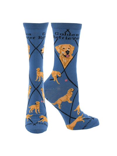 WHD socks Blue / Medium Best Golden Retriever Crew Socks for Women | Dog Lovers Gift
