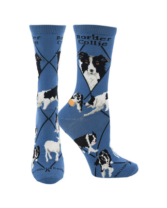 WHD socks Blue / Medium Border Collie Socks for Women | Perfect Dog Lovers Gift