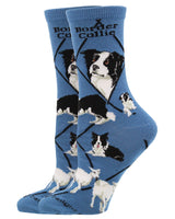 WHD socks Blue / Medium Border Collie Socks for Women | Perfect Dog Lovers Gift
