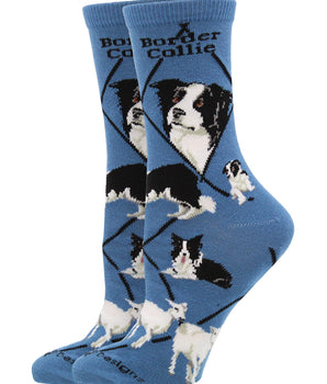 WHD socks Blue / Medium Border Collie Socks for Women | Perfect Dog Lovers Gift