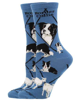 WHD socks Blue / Medium Border Collie Socks for Women | Perfect Dog Lovers Gift