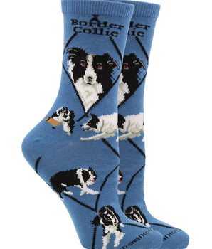 WHD socks Blue / Medium Border Collie Socks for Women | Perfect Dog Lovers Gift