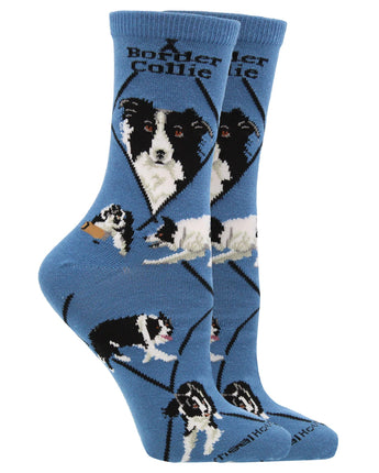 WHD socks Blue / Medium Border Collie Socks for Women | Perfect Dog Lovers Gift