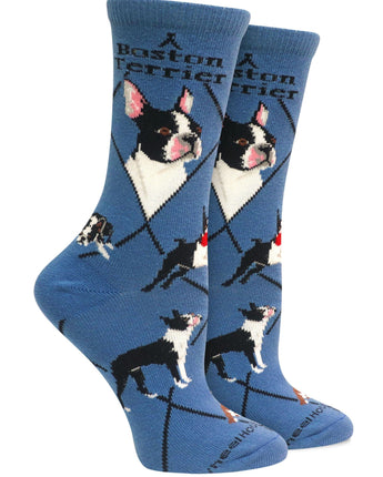 WHD socks Blue / Medium Boston Terrier Socks for Women | Perfect Dog Lovers Gift