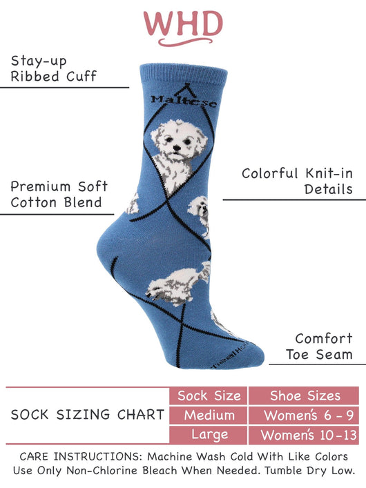 WHD socks Blue / Medium Maltese Socks Perfect Dog Lovers Gift
