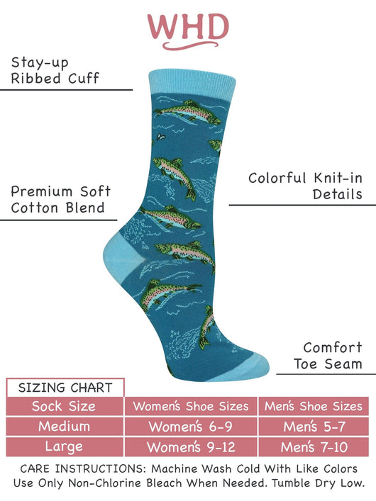 WHD socks Blue / Medium Trout Socks for Perfect Anglers Gift