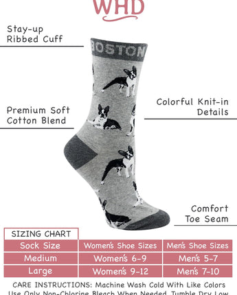 WHD socks Boston Terrier Socks for Women | Perfect Dog Lovers Gift
