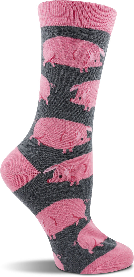 WHD socks Charcoal Heather / Large Pig Socks for Women | Gifts for Pig Lovers